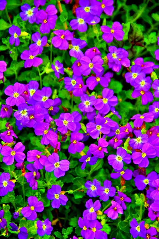 Purple Blue Aubretia Summer Flowers Photograph Print