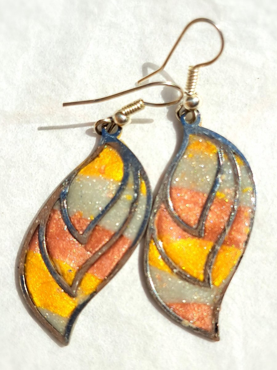 Gold, silver and rose gold polymer clay and silver earrings