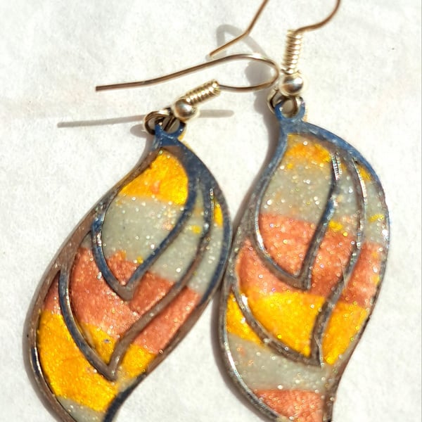 Gold, silver and rose gold polymer clay and silver earrings