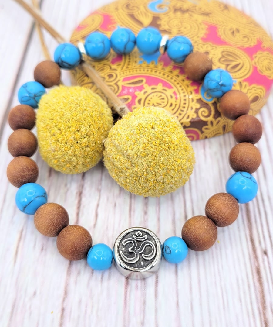 Calming Sandalwood Bracelet, Yoga Gift, Mala Beads for Women and Men