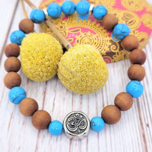 Calming Sandalwood Bracelet, Yoga Gift, Mala Beads for Women and Men