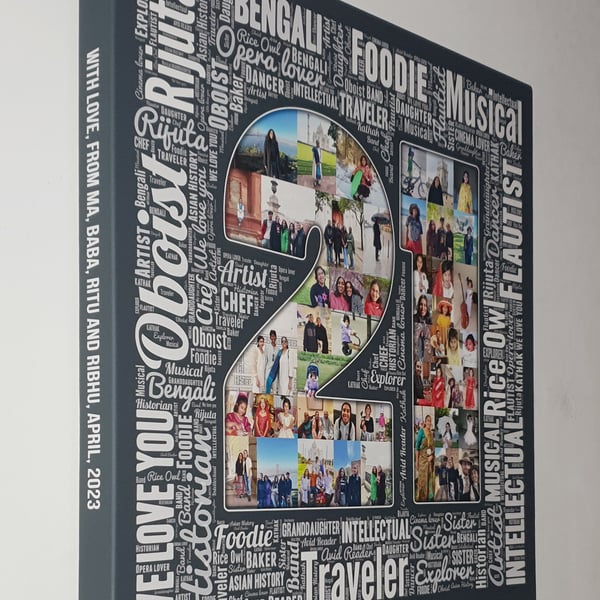 Birthday Age Collage with Word Art Text- Personalised Gift - Birthday Gift
