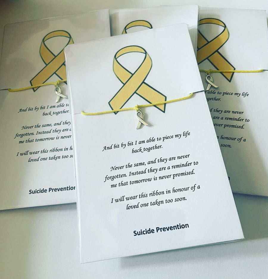 Suicide prevention awareness wish bracelets x6 cotton corded wish bracelets set 