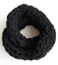 Hand-knitted infinity cosy chunky winter scarf in black - Image 2