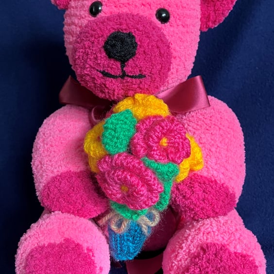 Special Occasion Pink Bear with a handtied Rose bouquet