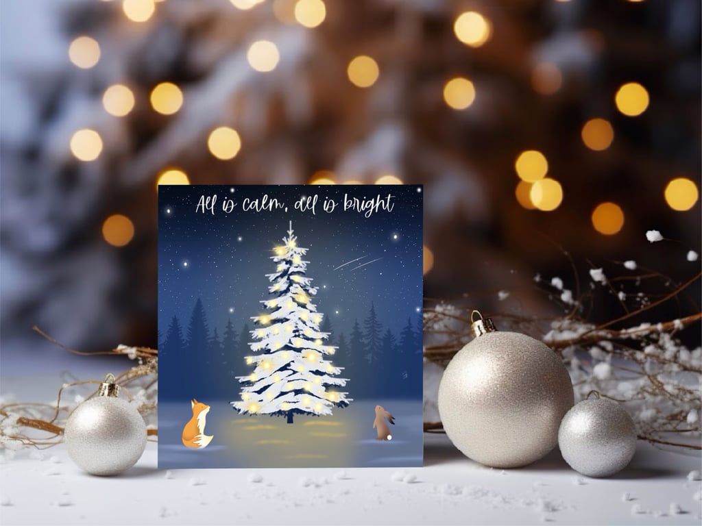 Pack Of Five Wildlife Christmas Cards, Woodland Animals Christmas Cards.