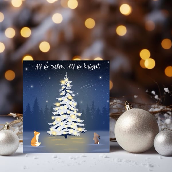 Pack Of Five Wildlife Christmas Cards, Woodland Animals Christmas Cards.