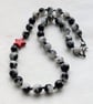 Black and white jade necklace with red howlite star - Image 6