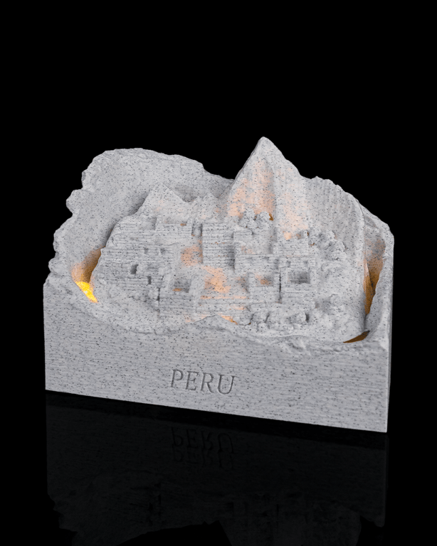 Andes Lost City USB Lamp – 12cm 3D Printed Peru Night Light, Machu Picchu Marble
