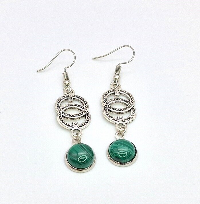 Malachite Ring Dangle Earrings