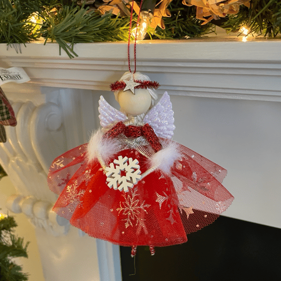 Xmas angel, beautiful handmade hanging Christmas tree angel or tree topper 