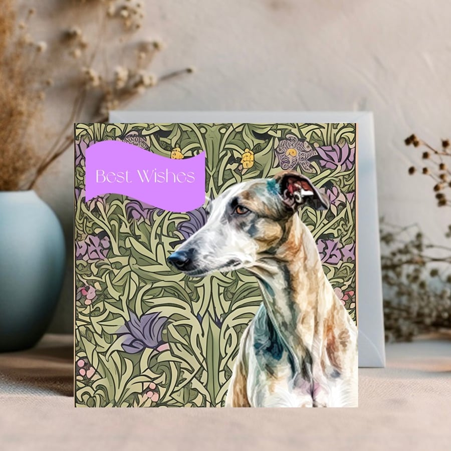 Hound - William Morris style edit text for a personalised card for any occasion 