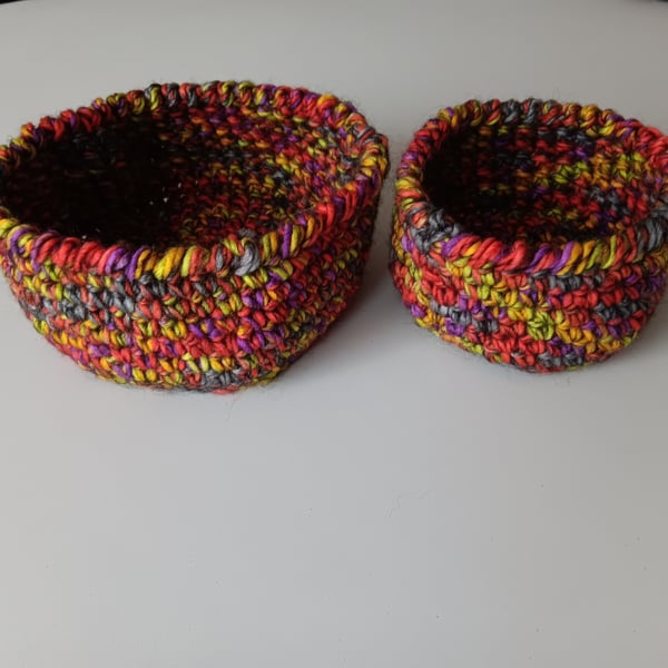 Crochet Nesting Baskets (Rich Reds) - set of 2, so practical!