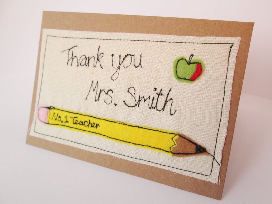 Personalised Thank You teacher card