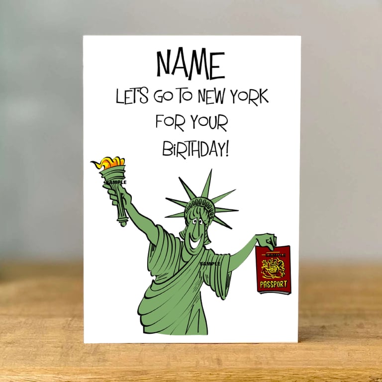 Personalised New York Birthday Card, USA Holiday Card