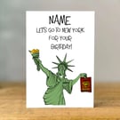 Personalised New York Birthday Card, USA Holiday Card