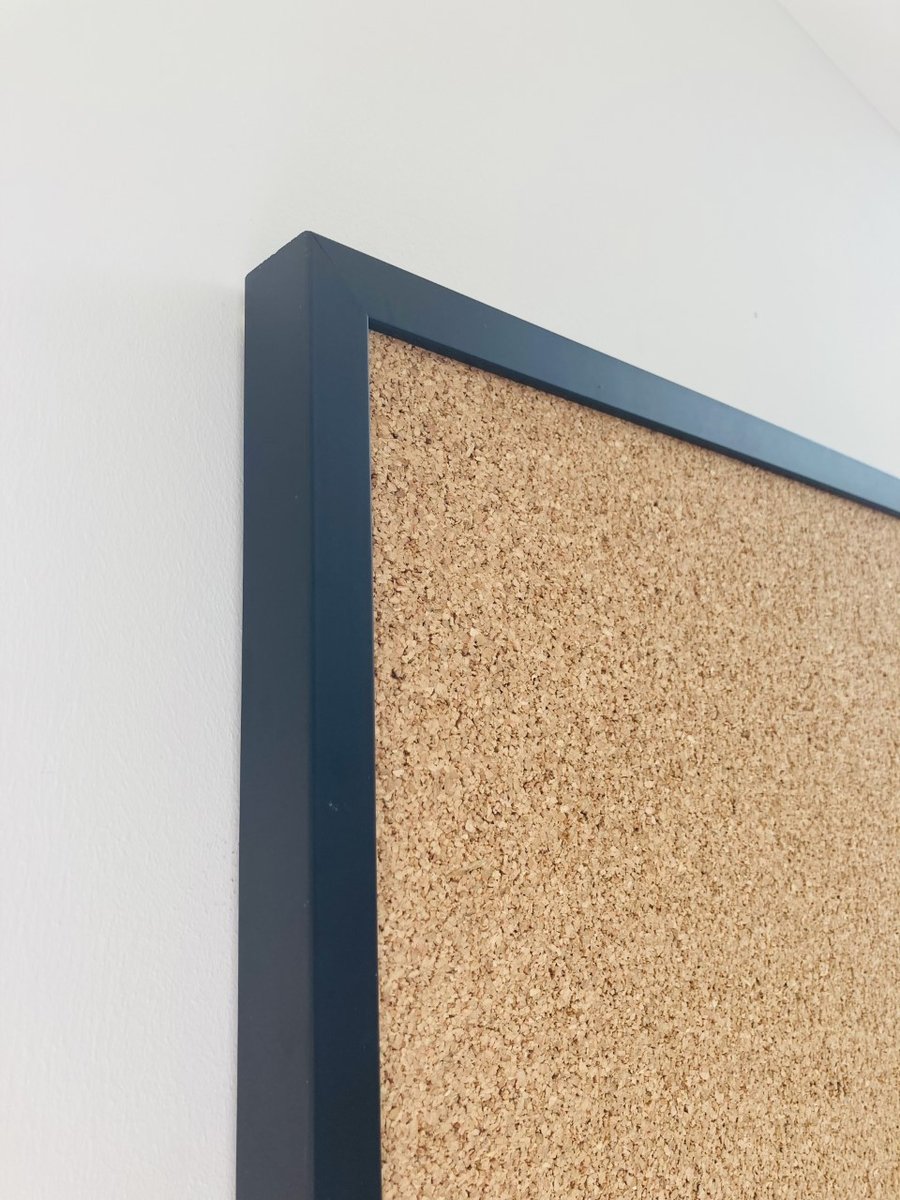 Black Framed Cork Pin Board - Solid Wood Frame - 62 x 42 cm