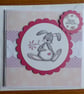 Happy Birthday Card - Rabbit with Pink Flower - Image 1