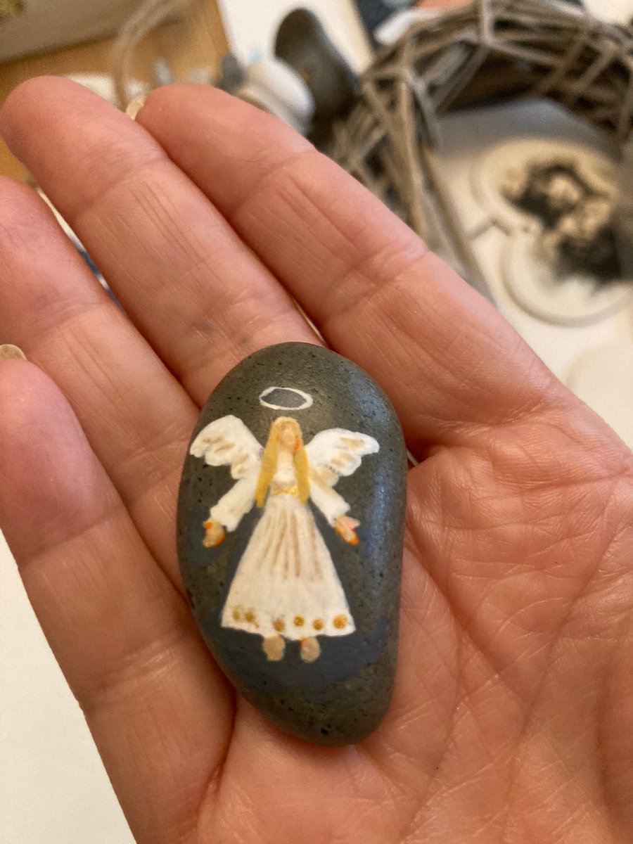 Guardian Angel Touch Stone Worry Stone Hand Painted Pebble Mindful Sensory Gift