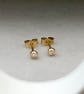 Handmade 9ct yellow gold tiny nugget diamond stud earrings
