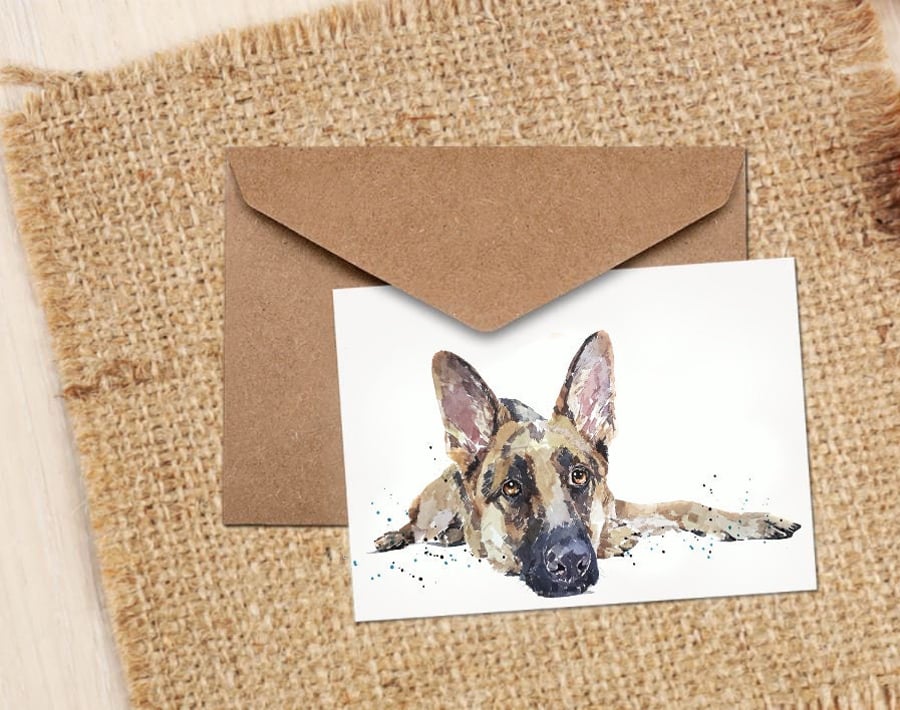 German Shepherd Dog Art GreetingNote Card.German Shepherd Dog Card,German Shephe