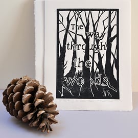 'The way through the woods' - Original Lino Print.