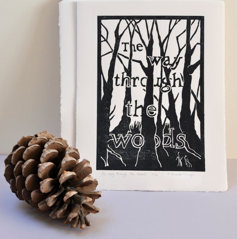 'The way through the woods' - Original Lino Print.
