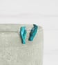 Titanium posts bird stud earrings - Mini Galaxy green Crows- Hypoallergenic - Image 5