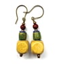 Light Brown Green Dark Brown and Blue Dangle Drop Boho Style Earrings