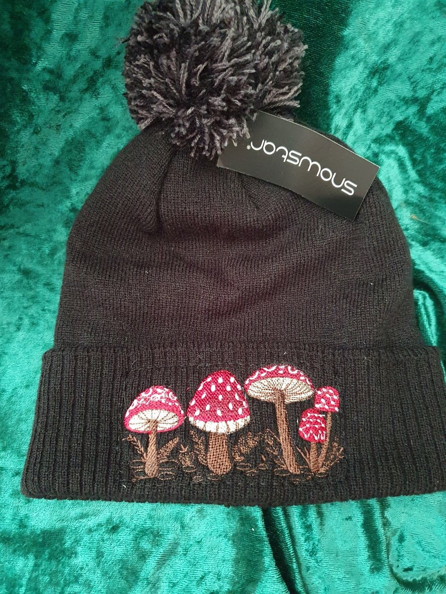 Embroidered Mushroom Hatwith or without pom pom Folksy