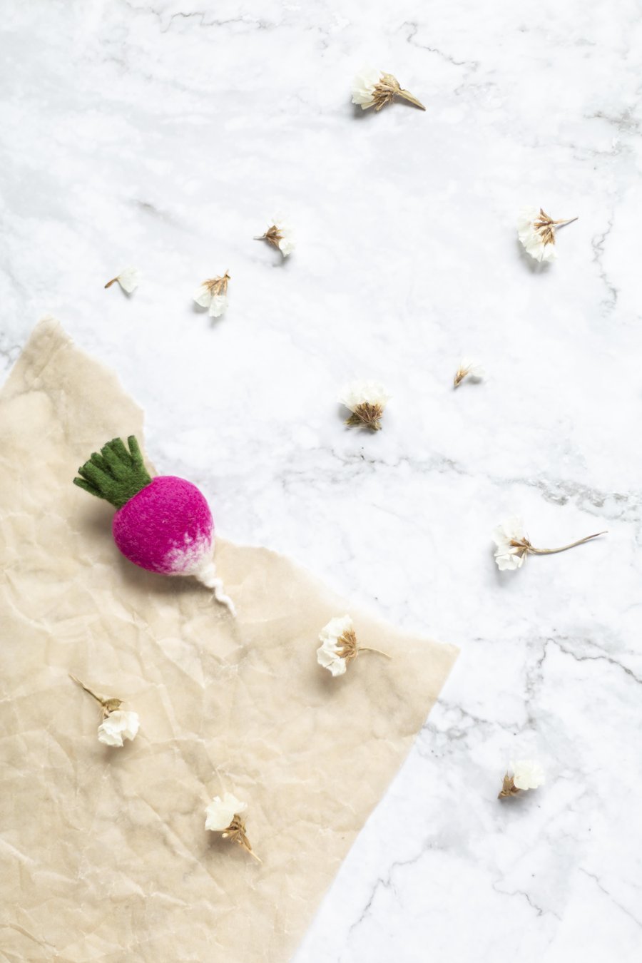 Seconds Sunday- Needle Felted Merino Wool Radish Brooch