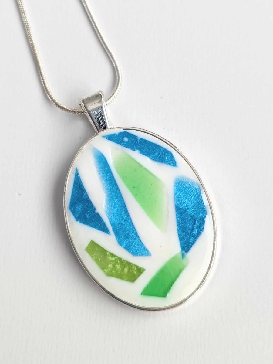 Oval Pendant With Mosaic Effect