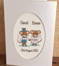 Personalised Wedding Card, Handmade Cross Stitch Card, Bride and Groom Mice