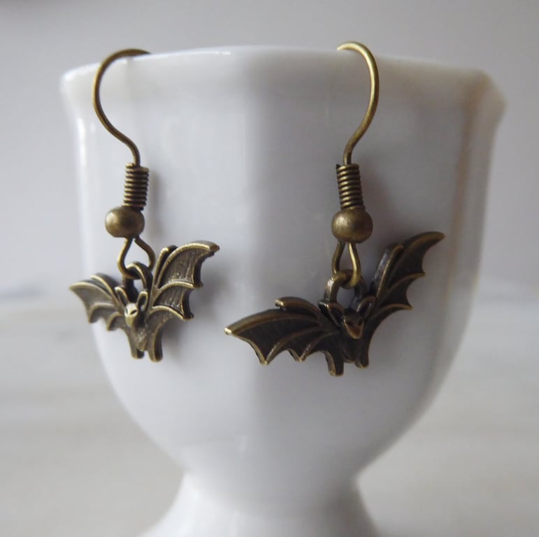 Bronze Coloured Bat Earrings 