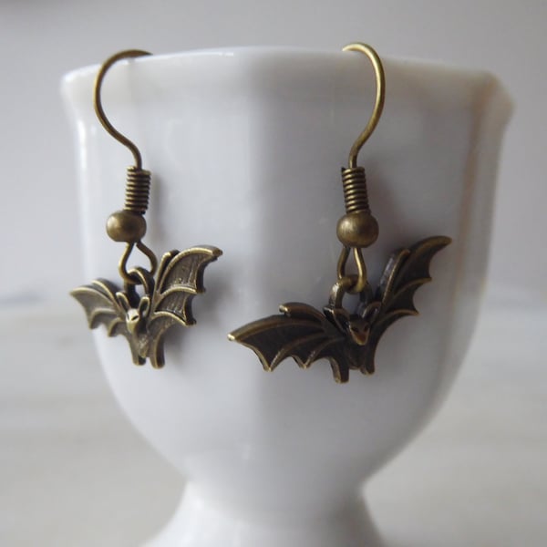 Bronze Coloured Bat Earrings 