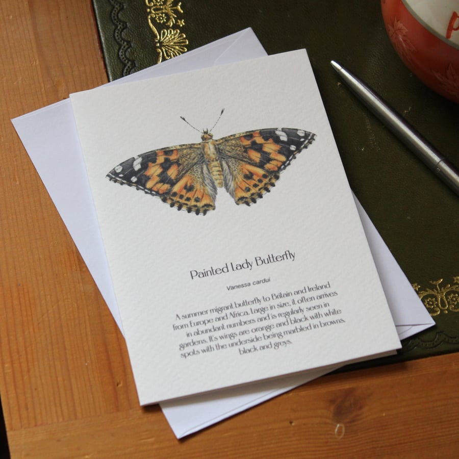 Single Painted Lady Butterfly Greetings Card - A6 Size for birthday or thank you