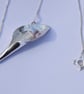 Silver Calla Lily Necklace, Handmade Silver Flower Pendant - Image 1