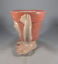Small Orange Ceramic Garden Plant Flower Herb Pot Mug Candle Tea Light Container - Image 2