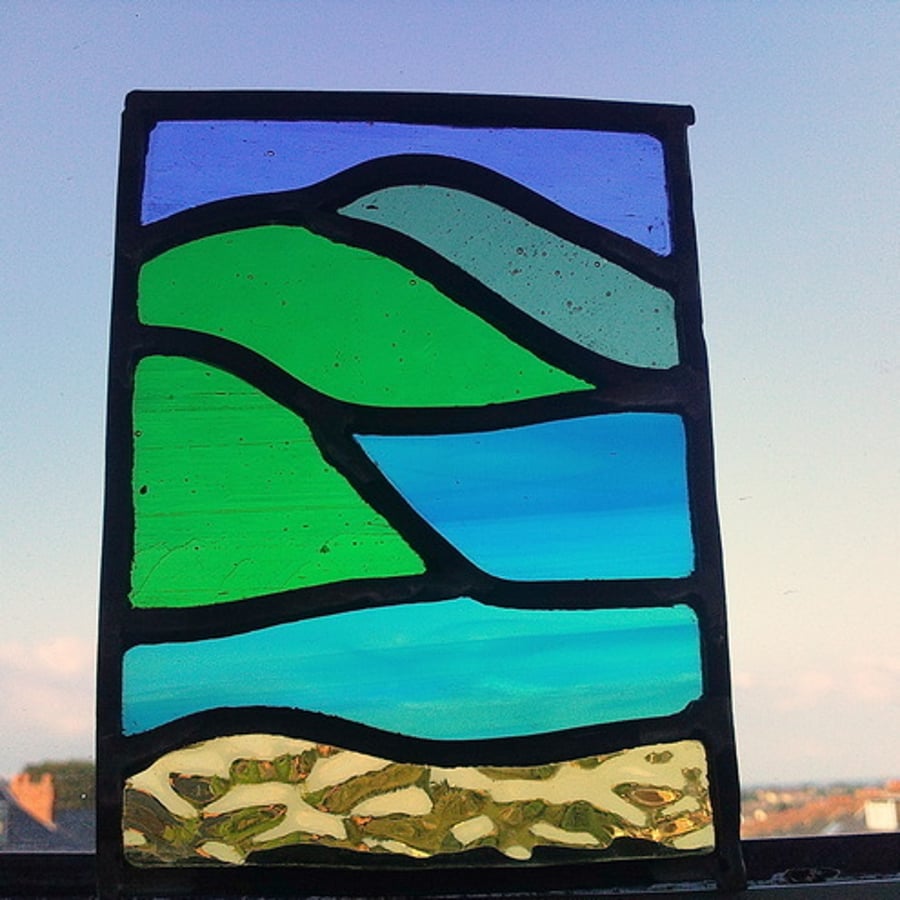 Stained Glass Leaded Suncatchers, Teeny Tiny Beach Scene