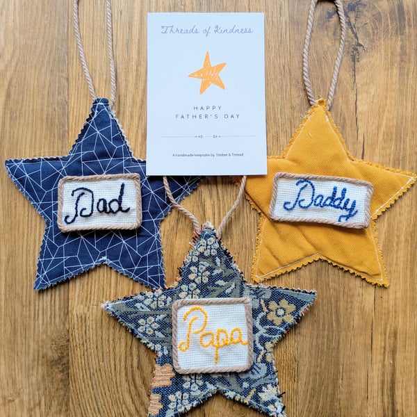 Threads of Kindness: Personalised Father's Day Hanging Star Keepsake