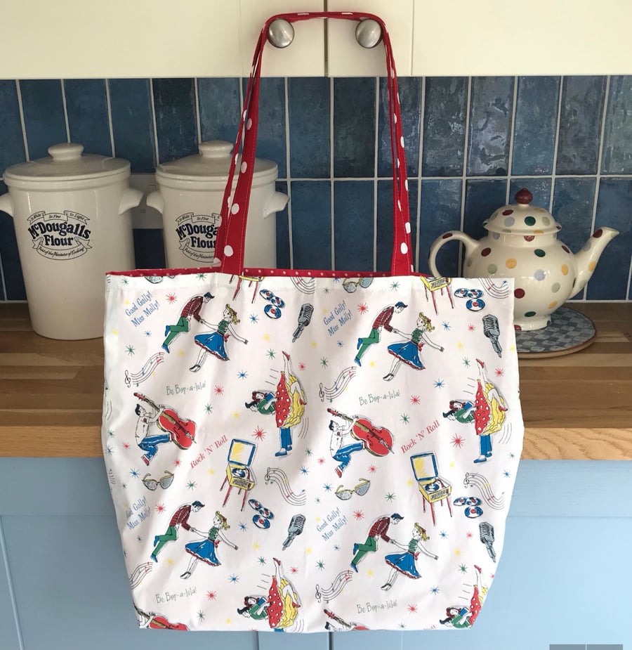 Tote bag 1950's style large shopper 