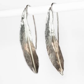 Sterling Silver Folded Leaf Earrings Seconds Sunday