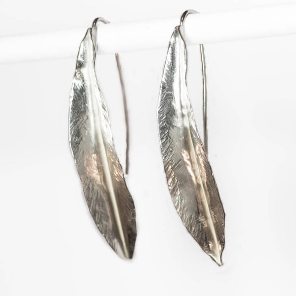 Sterling Silver Folded Leaf Earrings Seconds Sunday