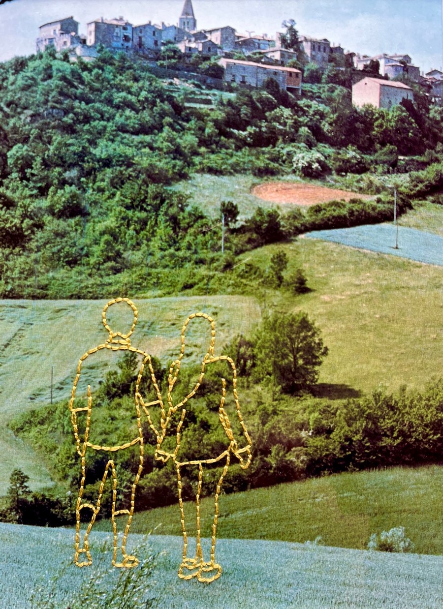 Hand embroidered vintage book page