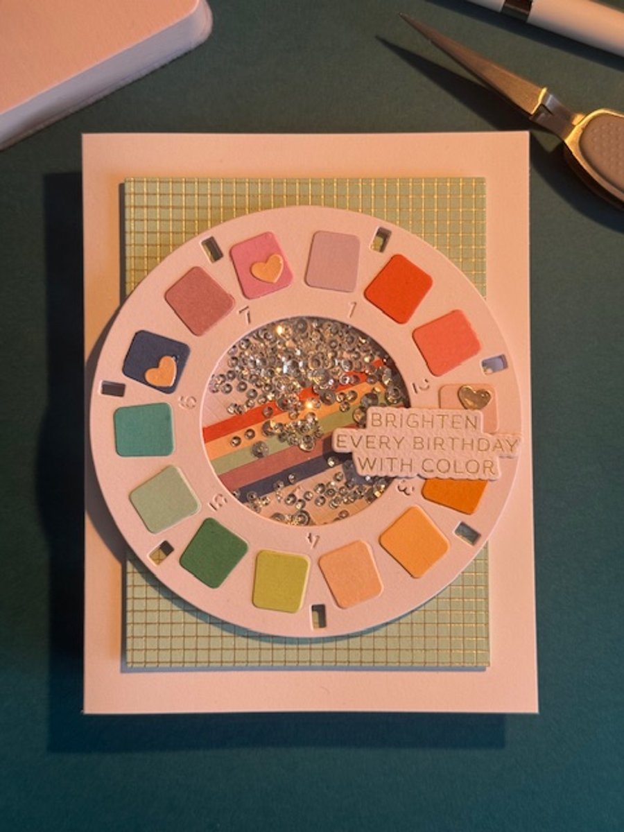 Unique, handmade Birthday shaker card. Background is foiled