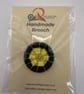 Handmade Dorset Button Flower Brooch Pin - Green Yellow White & Silver - Image 2