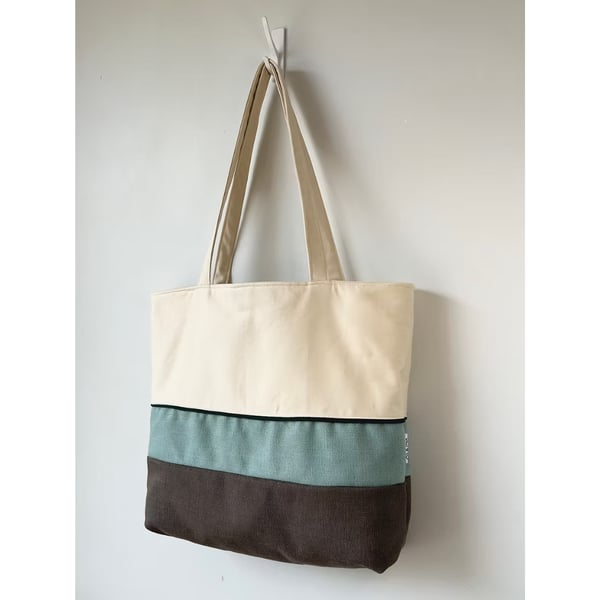 Colour Block Tote Bag - Misty Moorland, Handmade in Bristol