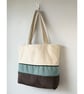 Colour Block Tote Bag - Misty Moorland, Handmade in Bristol