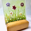 Pink Meadow Glass Candle Screen and Wooden Tealight Candle Stand