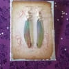 Faux Dragonfly Fairy Wing Iridescent Sterling Silver Earrings - Blue & Green